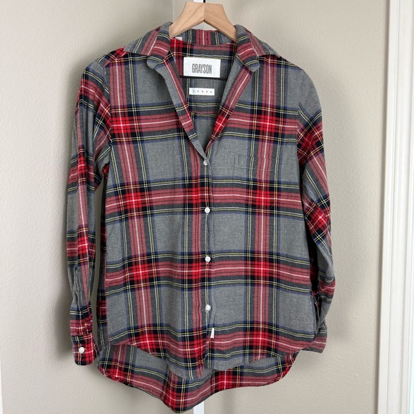 Grayson Frank & Eileen‎ The Hero Womens Gray Red Plaid Flannel Size 01/XS - Picture 2 of 9